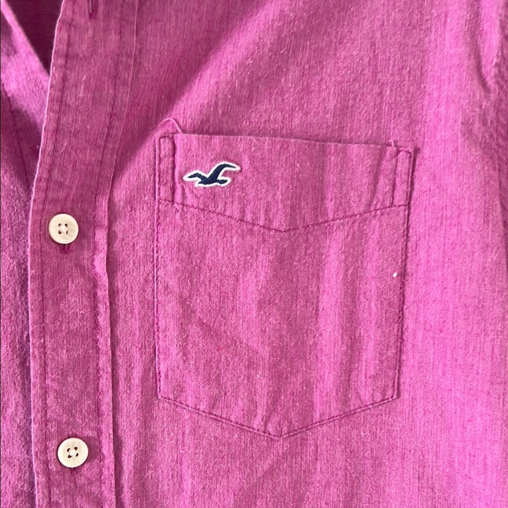 Hollister Men's Pink Short Sleeve Shirt - Picture 5 of 9